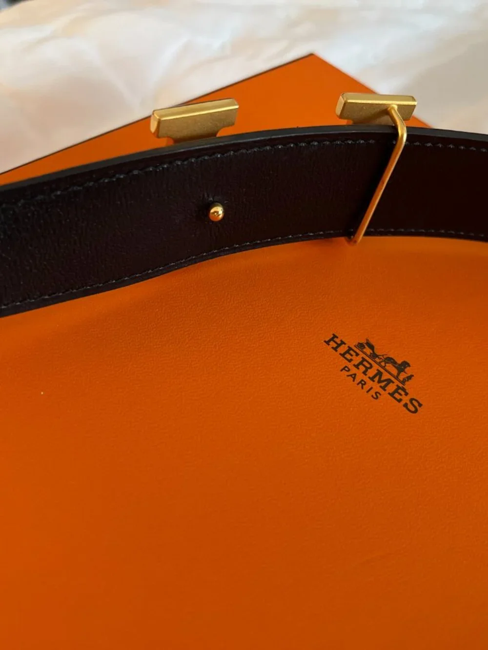 Authentic Hermès H au Carré reversible leather belt